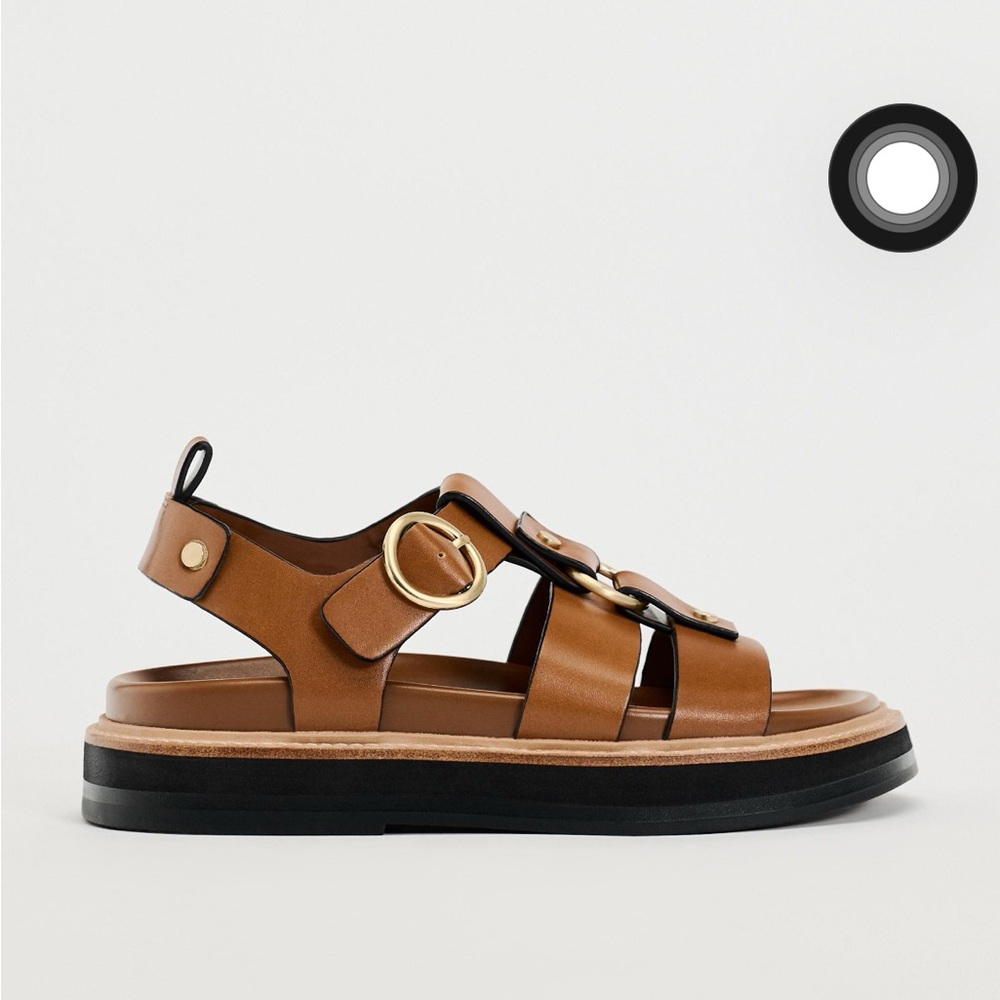 Zara Brown LEATHER SANDALS WITH BUCKLE